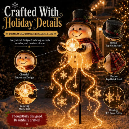 ⛄Snowman Magic Fountain-Flowing Snowflake LED Christmas Garden Light❄️