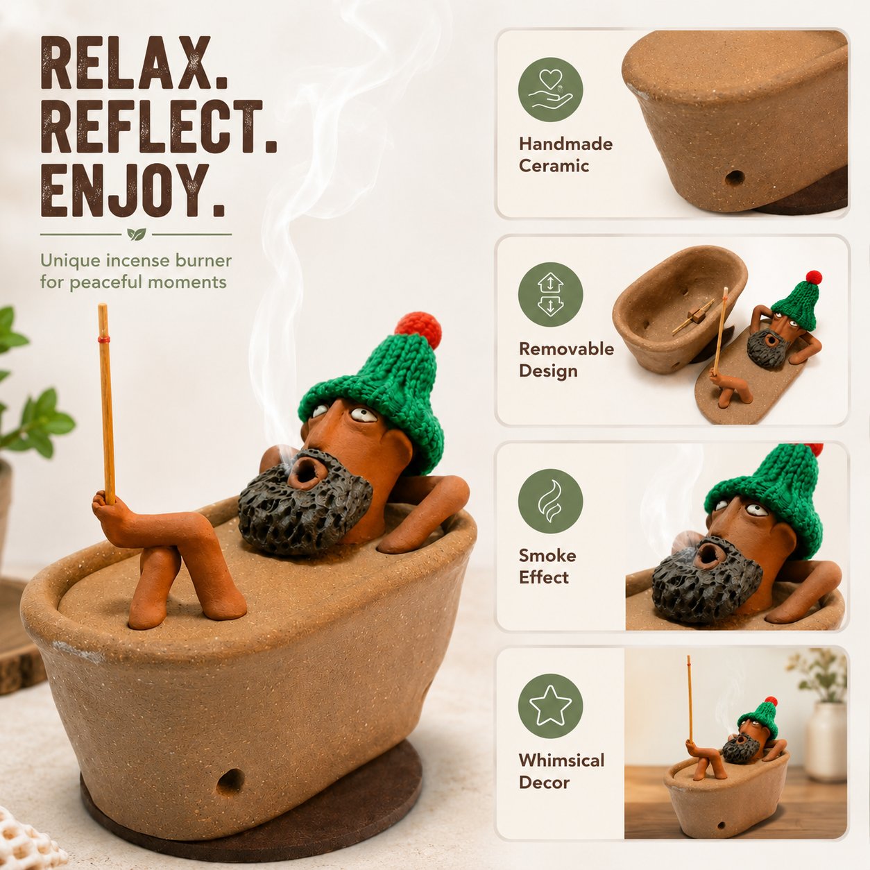 🛁Imagine a Tiny Character That Breathes Smoke | Handmade Incense Holder