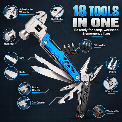 🔧18-in-1 Hammer Multitool – One Tool for Everyday Fixes & Outdoor Adventures