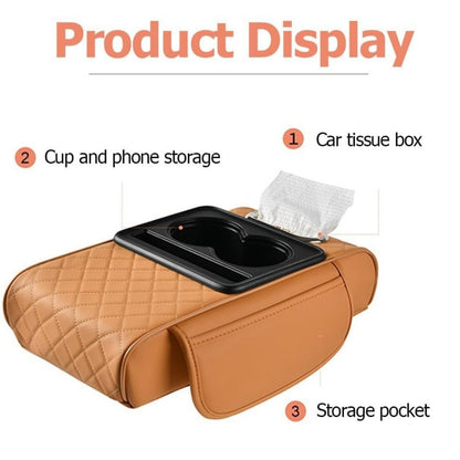 🚗✨4-in-1 Car Armrest Storage Organizer – Cup Holder, Phone Stand & Center Console Storage Bag