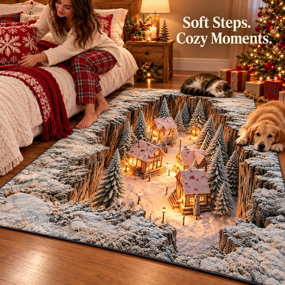 ☘️✨Optical Illusion Christmas Scene Rug | Bring A Hidden Winter Village✨✨