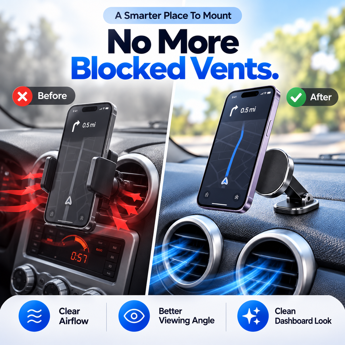 📱🚗 Foldable 360° Magnetic Car Phone Mount – Compact Multi-Angle Holder 🧲