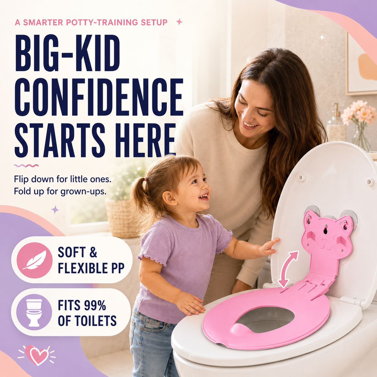 Flip-Down Toddler Toilet Training Seat – Easy Potty Training Upgrade