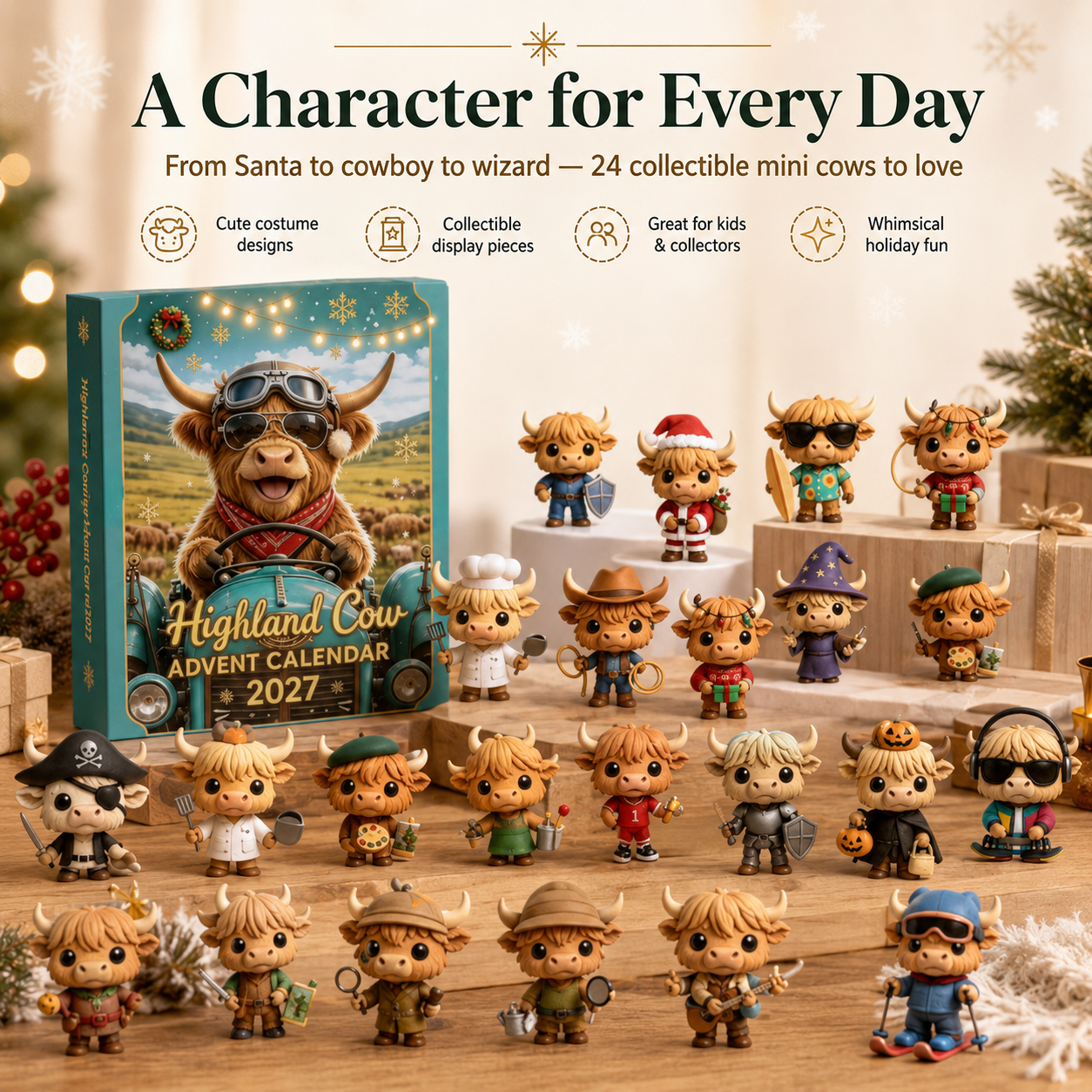Highland Cow Advent Calendar – 24 Days of Cute Collectible Christmas Surprises