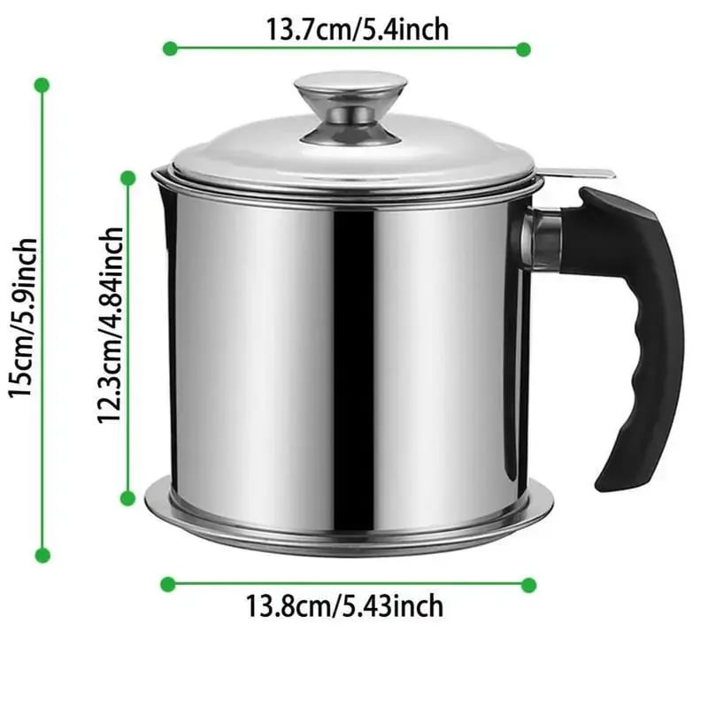 🔥 Hot sell!  Stainless Steel Oil Pot with Filter,Bacon Grease Container, Cooking Oil Can, Kitchenware, Utensils, Kitchen Gadgets