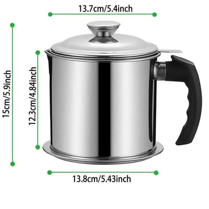 🔥 Hot sell!  Stainless Steel Oil Pot with Filter,Bacon Grease Container, Cooking Oil Can, Kitchenware, Utensils, Kitchen Gadgets