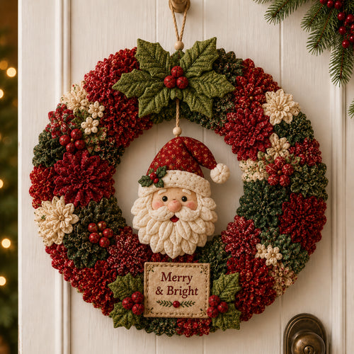 🧵🎄DIY Christmas Fabric Poke-Art Wreath Kit – Handmade Holiday Door Décor