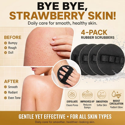 4 PCS Soft Rubber Shower Scrubber for Gentle Exfoliation & Deep Cleansing