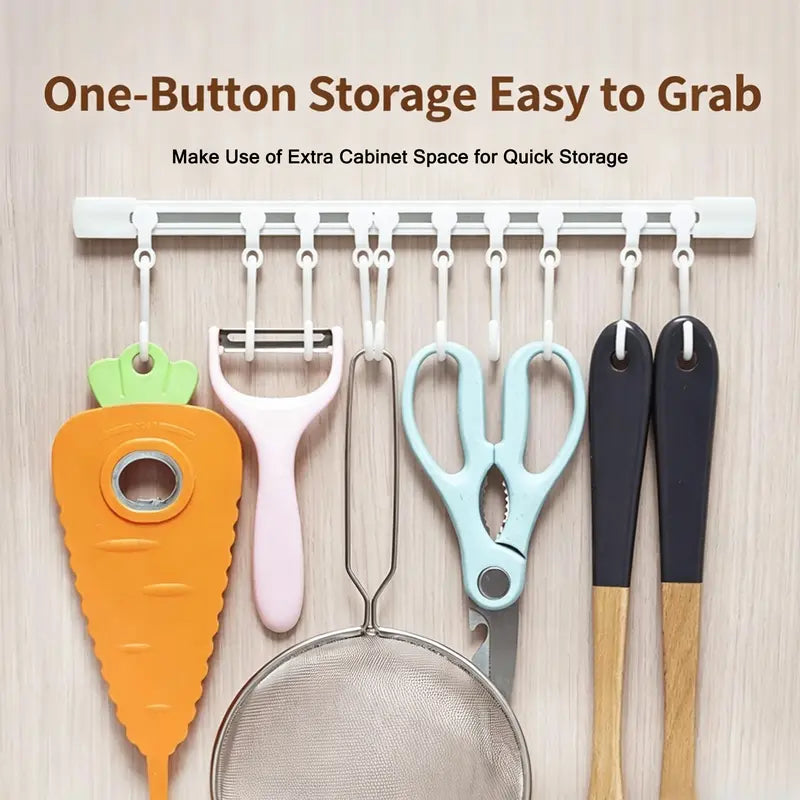 Multifunctional Slide Rail Hooks-No Punching Hooks for Bathroom,Bedroom,Office,Wall and Door