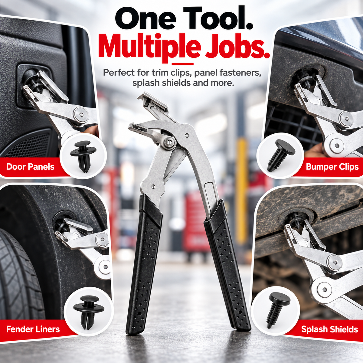 🔥 Professional Push Pin Removal Pliers 🔧🚗 | Heavy-Duty Automotive Trim Clip & Fastener Remover 💪✨ | Easy Grip, Quick Removal 🛠️ | Black & Red