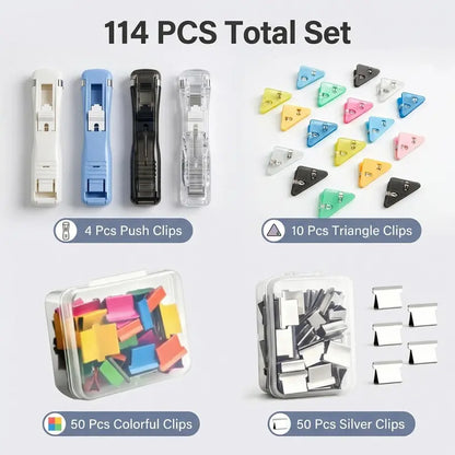🔥4-Pack Refillable Paper Clip Dispenser Set with 110 Assorted Clips