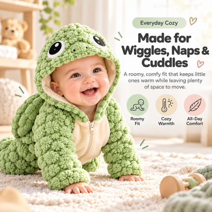 Cozy Baby Turtle Romper – Ultra-Soft Hooded Fleece Onesie with Padded Turtle Shell (0–24 Months)