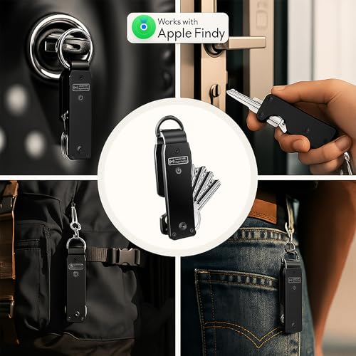 Air Keychain for Outdoor Enthusiasts: Lightweight Aluminum GPS Tracker Key Holder for Men & Women, Black, Small