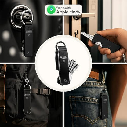Air Keychain for Outdoor Enthusiasts: Lightweight Aluminum GPS Tracker Key Holder for Men & Women, Black, Small
