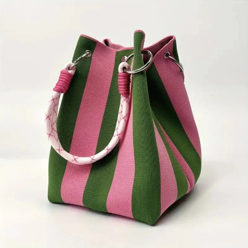 👜Boho Woven Polyester Bucket Bag