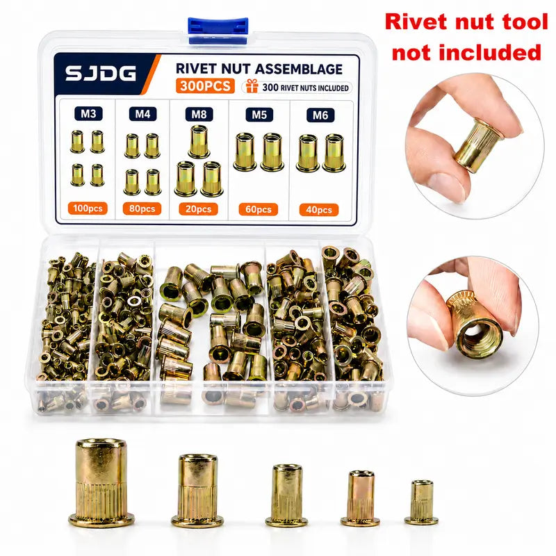 🔩M3–M8 Rivet Nut Installation Kit – Drill Adapter & Nutsert Assortment