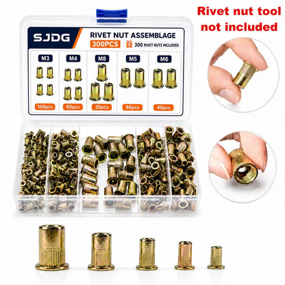 🔩M3–M8 Rivet Nut Installation Kit – Drill Adapter & Nutsert Assortment