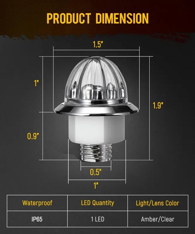 ⚡Hot Sales 49% OFF🔥3/4 Inch LED Amber Watermelon Side Marker Light