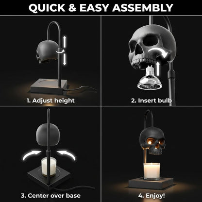 💀Gothic Skull Candle Warmer Lamp with Timer & Dimmable Heat
