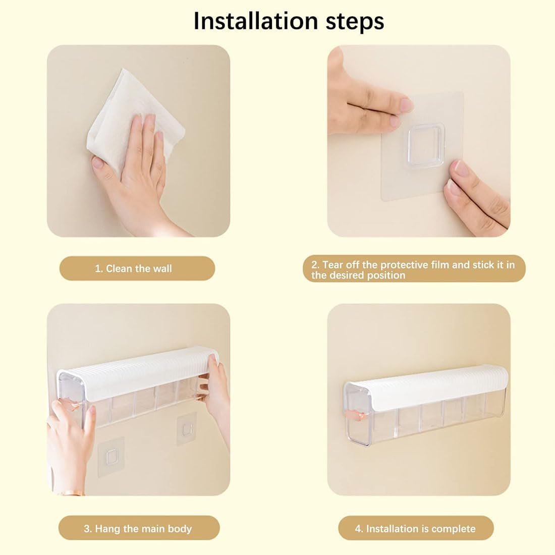 Clear Wall Mounted Organizer, Punch-Free Multi-functional Storage Box, Clear Wall Mounted Drawer Organizer