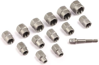 Extractor sockets used for a rounded fastener removal task