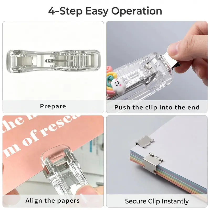 🔥4-Pack Refillable Paper Clip Dispenser Set with 110 Assorted Clips