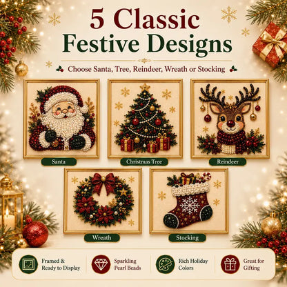 ✨ 3D Pearl Diamond Painting – Christmas Wreath & Stocking DIY 🎄
