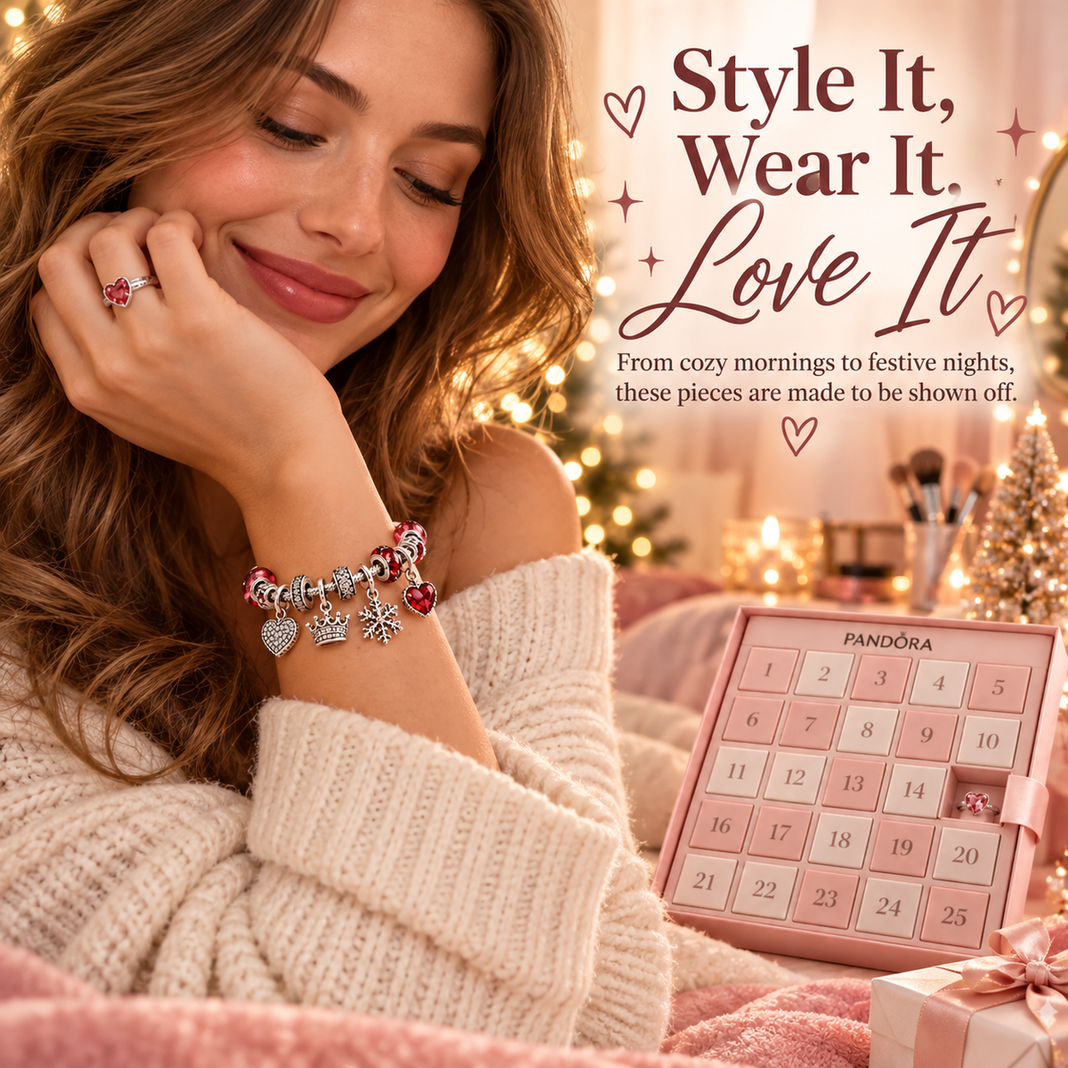 🎁25-Day Jewelry Advent Calendar – Charm & Ring Holiday Surprise Gift Box