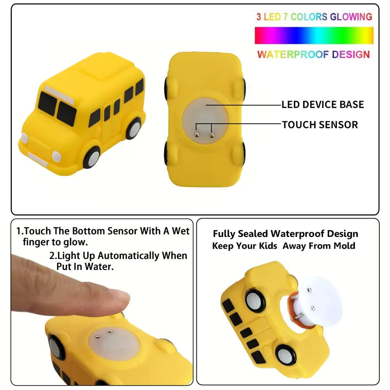 6-Pack Light-Up Bath Vehicles – Flashing Cars & Trucks for Toddler Tub Fun