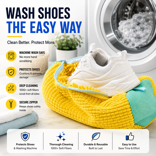 👟 No-Scrub Shoe Washing Bag – Clean & Protect Your Sneakers In The Washing Machine🔥