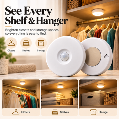 💡✨ Smart Motion Sensor LED Night Lights – Wireless Peel & Stick Automatic Lighting, 2-Pack