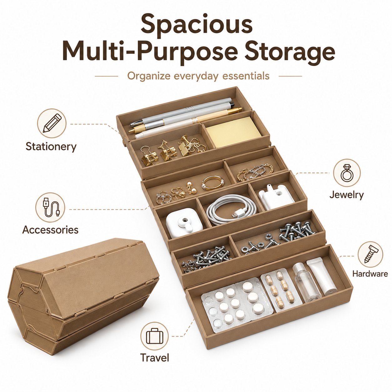 3D Printed Modular Storage Box – Stack, Organize & Customize Your Workspace