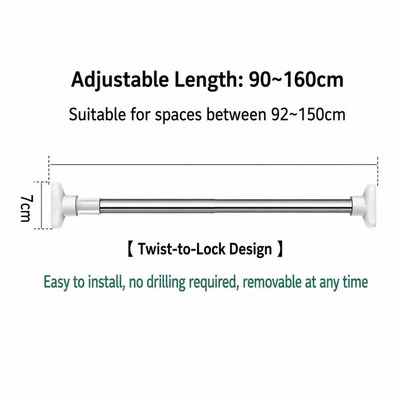 ⚡ Expandable Closet Rod – Punch-Free, Adjustable, No Drilling