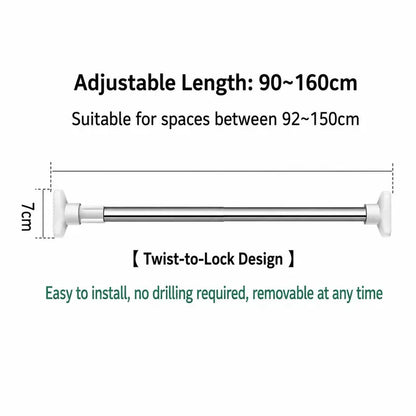 ⚡ Expandable Closet Rod – Punch-Free, Adjustable, No Drilling