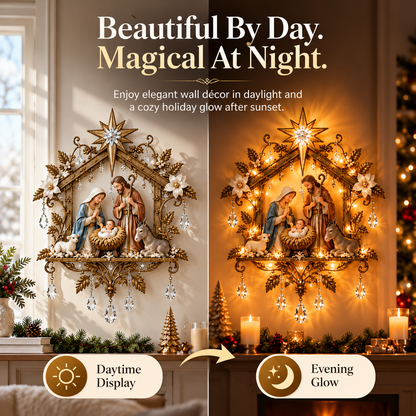 Illuminated Nativity Wall Decor – Lighted Holy Family Christmas Display