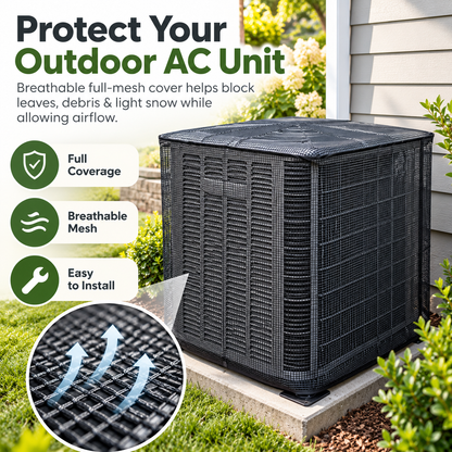 🍂Breathable Full-Mesh Outdoor AC Cover – Leaf & Debris Guard for Condenser Units