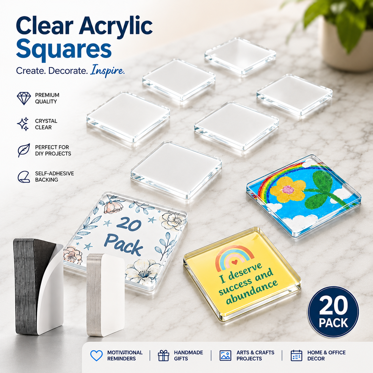 🖼️Magnetic Photo Frames 2"x2" Clear Acrylic DIY Fridge Magnets – Create