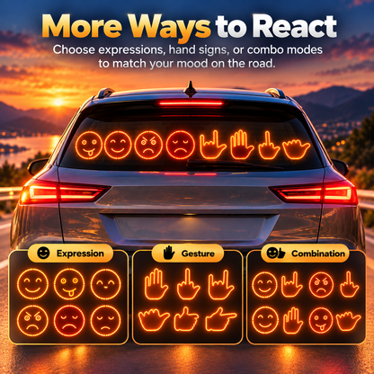 🚗🔥 LED Car Rear Window Gesture Light 😎🖕😂 – Funny Emoji & Hand Sign Display ✨ Wireless Remote Control 🚘 4 Modes | Fun Car Accessories 🎁