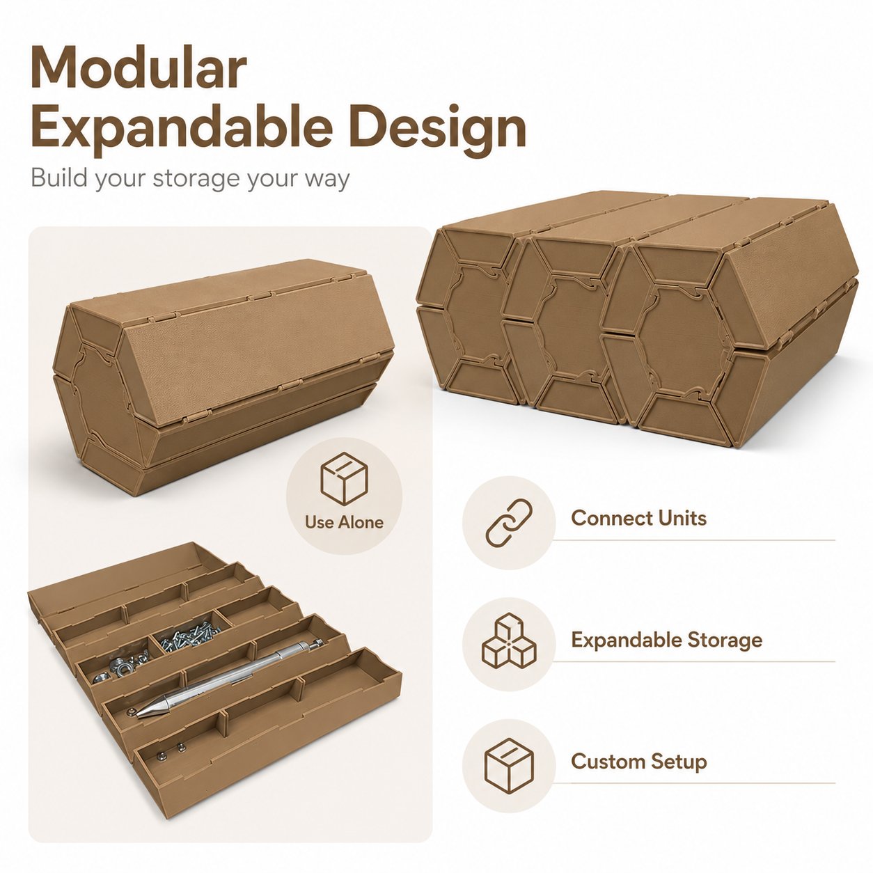 3D Printed Modular Storage Box – Stack, Organize & Customize Your Workspace