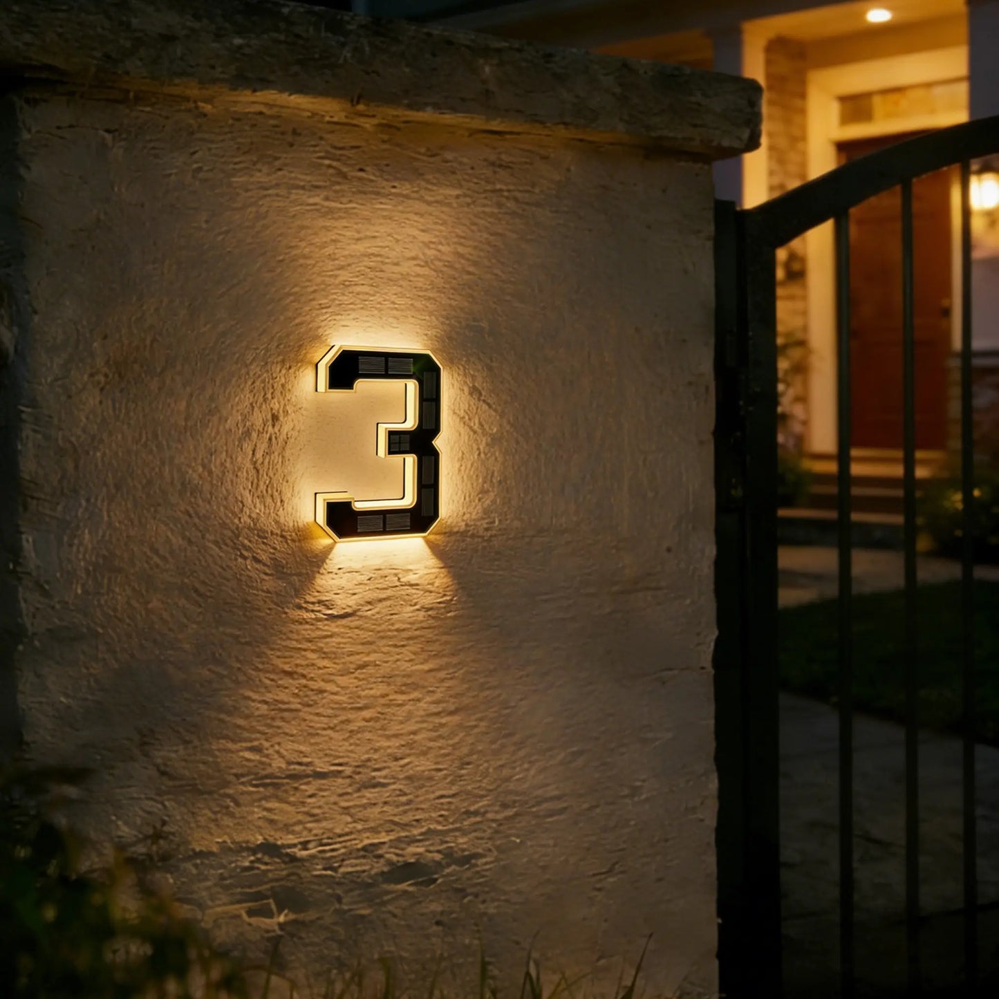 ISUNMEA 9 Inch Solar Lighted House Numbers for Outside, Light Up Waterproof LED Address Numbers Signs