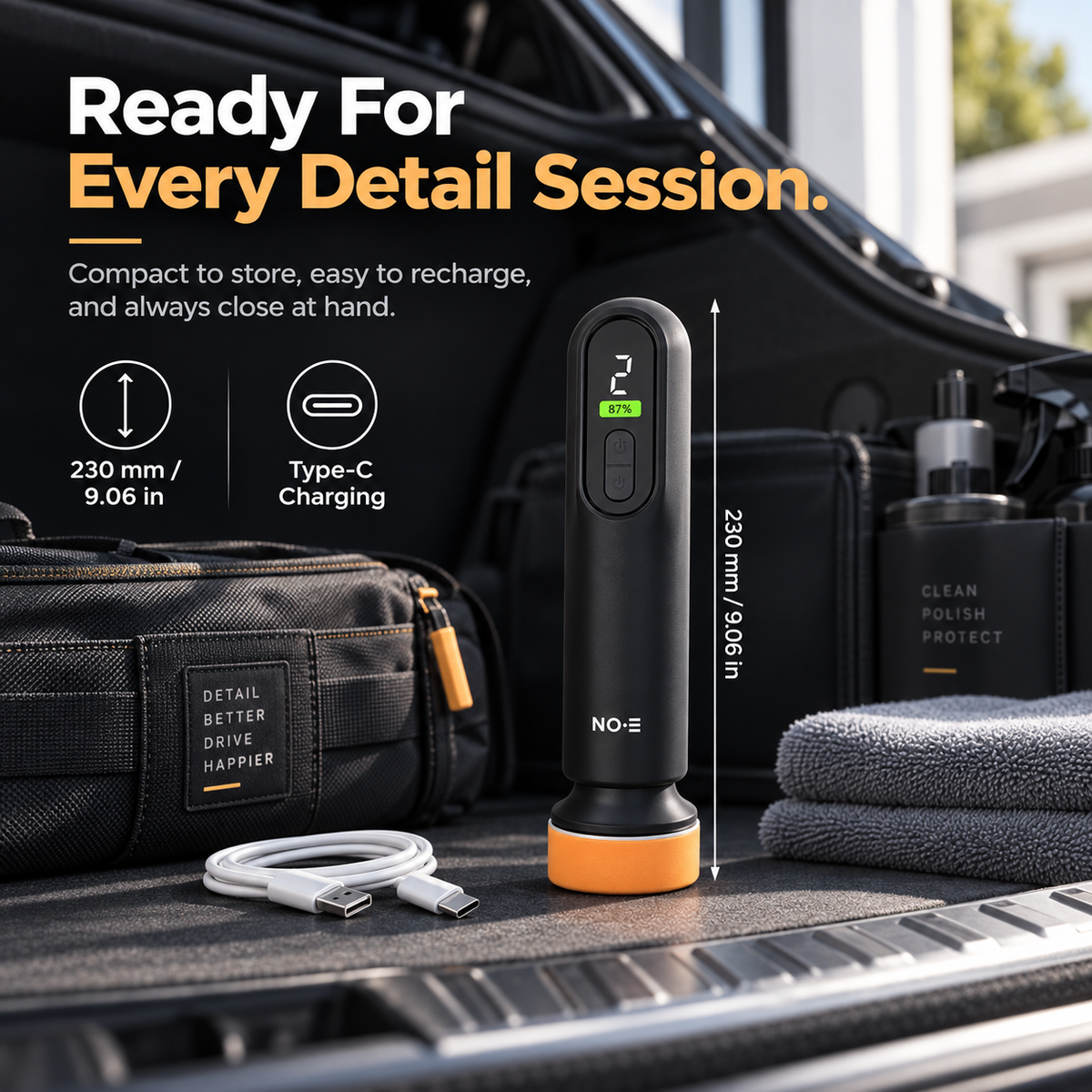 🚗 3-in-1 Cordless Car Polisher – 12,000 RPM Rechargeable Polishing, Waxing & Sanding Tool