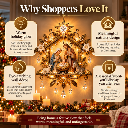 Illuminated Nativity Wall Decor – Lighted Holy Family Christmas Display