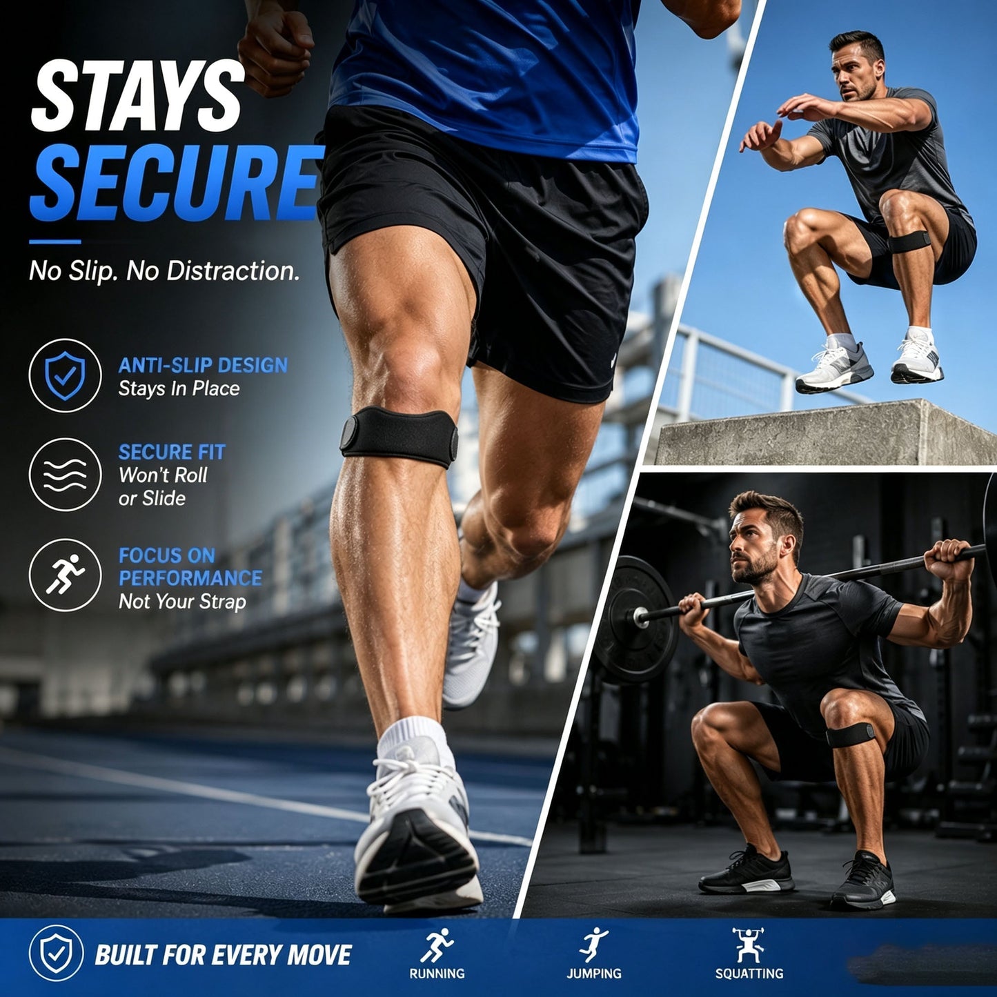 🦵 Patella Knee Strap – Adjustable Silicone Support for Running, Gym & Sports