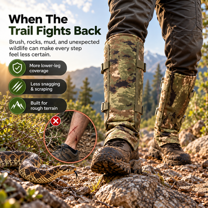 🥾 Protective Lower-Leg Gaiters – Adjustable Guards for Hiking, Hunting & Rough Terrain