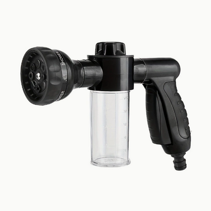 8-Pattern Garden Hose Nozzle with Built-In Soap Dispenser