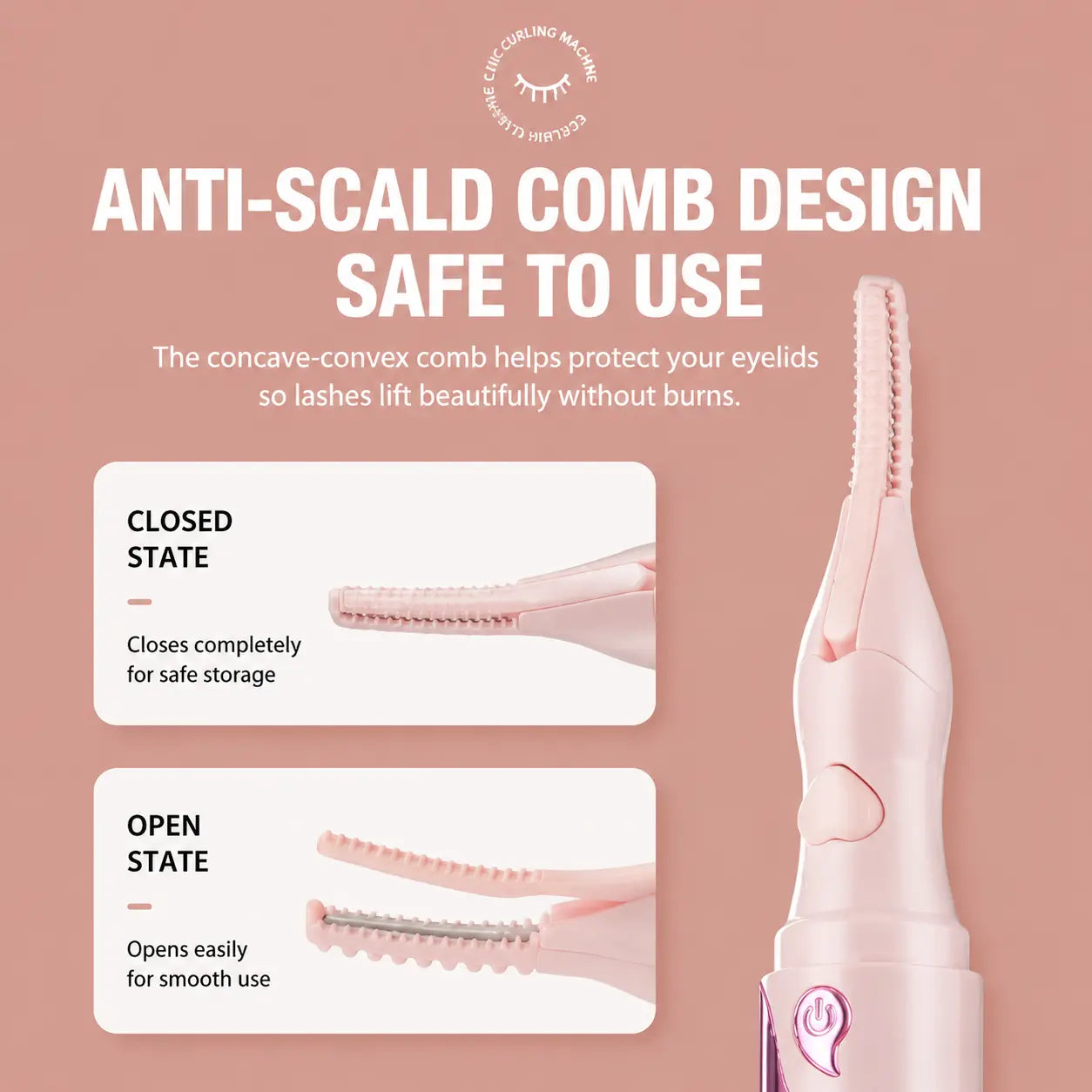 USB Heated Eyelash Curler | Fast Heat, Long-Lasting Natural Curl with LED Temperature Display & Anti-Scald Design