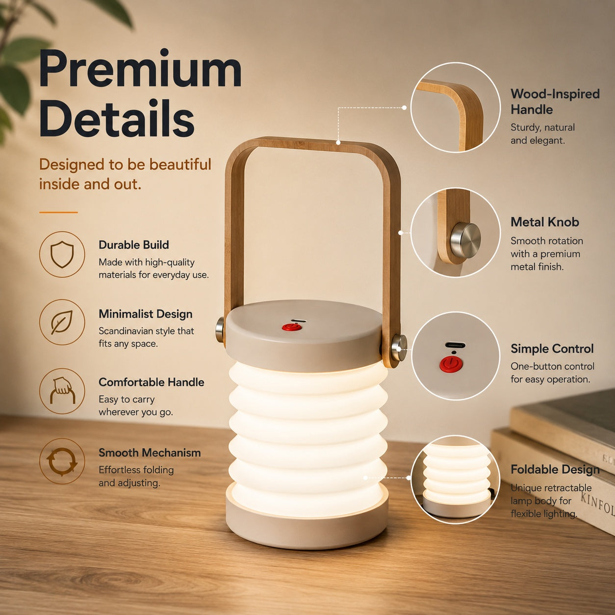 💡4-in-1 Foldable Rechargeable Lantern Lamp – Portable Desk & Night Light