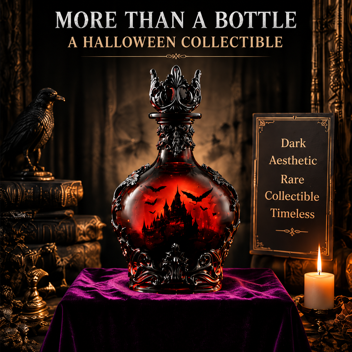 Gothic Halloween potion bottle displayed as collectible decor