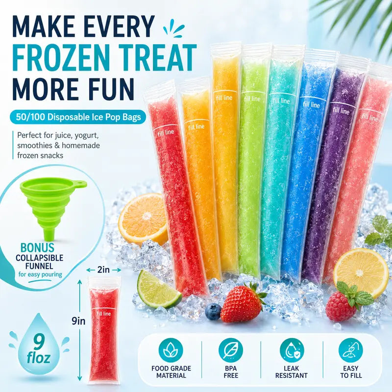 🍧 DIY Ice Pop Bags | Leak-Proof Frozen Treat Maker