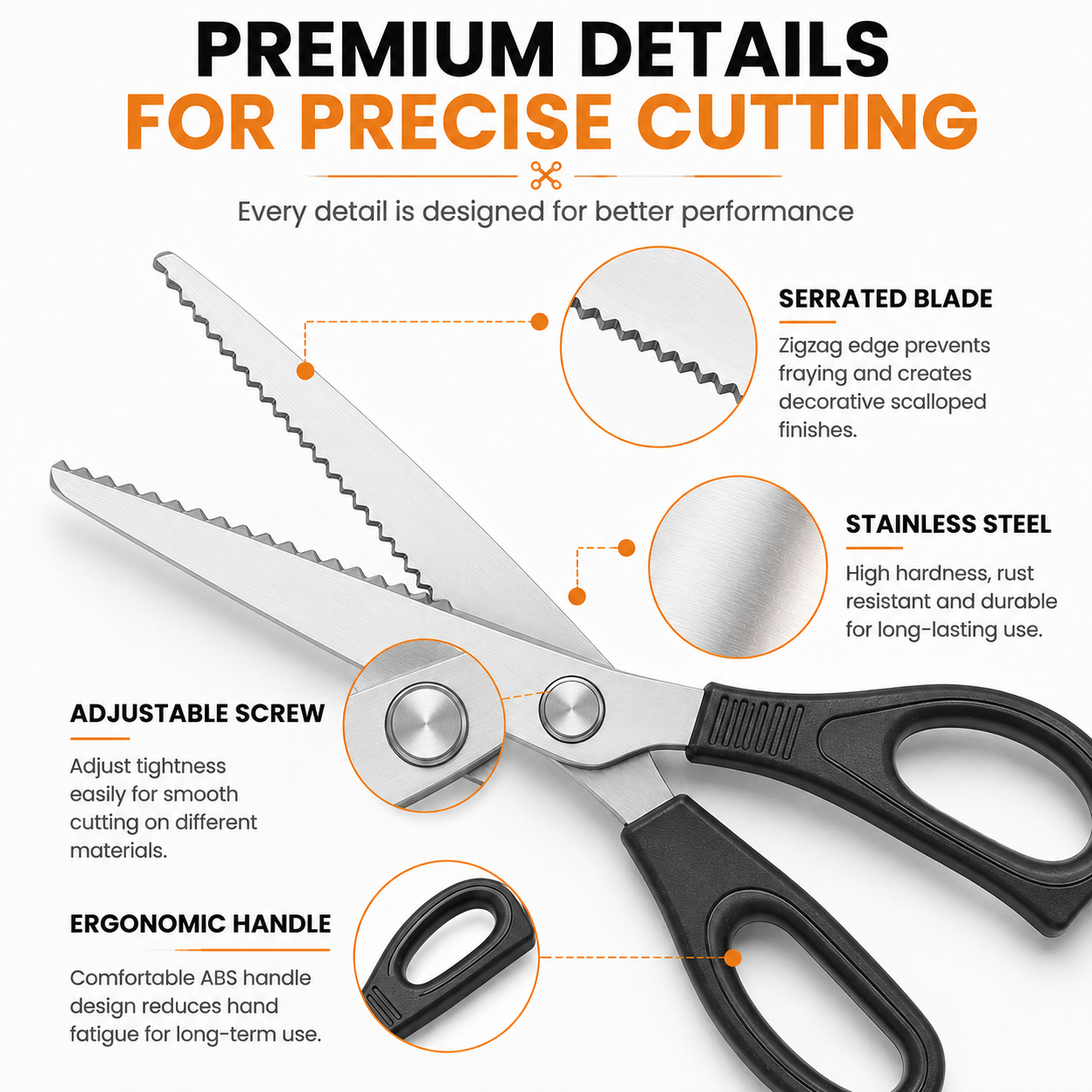 ✂️Professional Pinking Shears – Stainless Steel Zigzag Fabric Cutting Scissors✨🧵